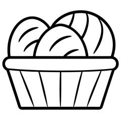 Bread Basket Line Vector Icon for bakery, breakfast, grocery or food delivery themes, perfect for outline cooking illustrations and cafe graphics
