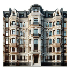 Obraz premium Architectural design building facade exterior luxury apartments real estate on transparent background