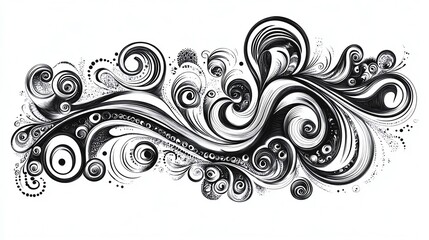 Black and white swirling abstract design