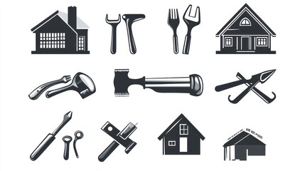 Fototapeta premium Home Improvement Tools Icons Set