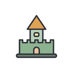 Fortress colored icons, minimalist vector illustration ,simple transparent graphic element .Isolated on white background