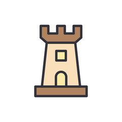 Fortress colored icons, minimalist vector illustration ,simple transparent graphic element .Isolated on white background