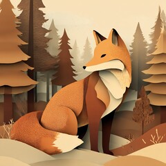 Orange fox with paint drips, stylized animal art, watercolor effect, creative design

