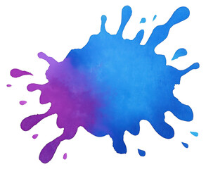 Naklejka premium Colorful splash of blue and purple paint isolated on transparent background.