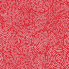 Seamless hand-drawn swirl pattern with white brushstroke spirals on a vibrant red background, ideal for abstract backgrounds, textiles, or digital design.