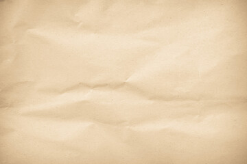 Old paper vintage texture surface for background. Recycle pale brown paper crumpled texture, Cream color recycled kraft paper texture blank with copy space for text.