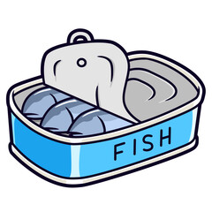 Canned Fish Cartoon Sticker Illustration