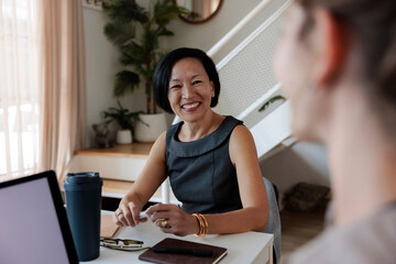 Financial advisor greeting client