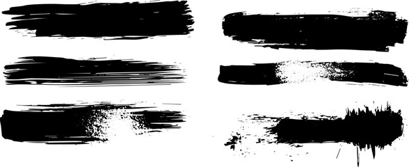 Distressed Horizontal Grunge Brush Strokes, Ink Texture Set for Modern Graphic Design
