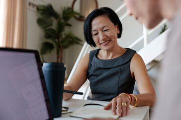 Financial advisor working with client