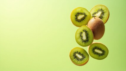 Sliced and Whole Kiwi: A Minimalist Fruit Composition with Text Area. 