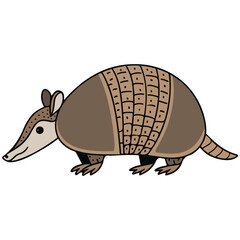 Banded armadillo standing alone isolated vector illustration on white background