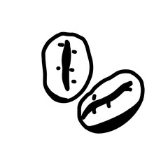 Beans of Coffee Doodle Line for Scrapbook and Coloring Book – Hand Drawn Icon for Planner, Journal, and Coffee Shop Design