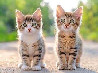 Kittens Outdoors Sunny Path