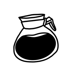 Glass Coffee Server Doodle Line for Scrapbook and Coloring Book – Hand Drawn Icon for Planner, Journal, and Coffee Shop Design