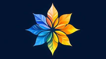 Elegant symmetrical floral emblem design for brands, showcasing nature's beauty