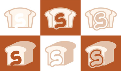 Letter S white bread. This logo combines letters and white bread. Suitable for bread shops, bakery, cafe, and the like.
