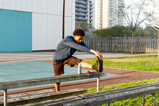 Stretching in the park