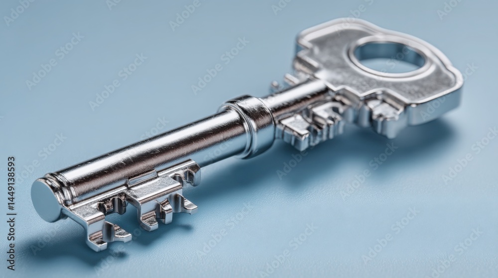 Poster intricate key symbolizing machine-managed wealth in the concept of artificial intelligence assets an