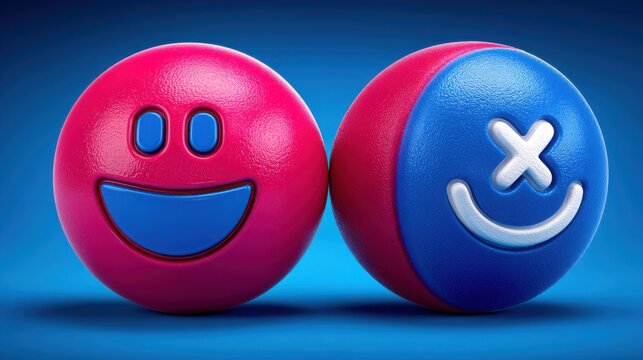 Two balls featuring smiley faces representing ai bias filter concept and emotional signal neutralization in technology