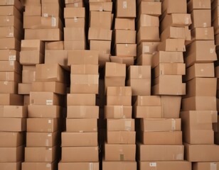Neatly stacked brown cardboard boxes prepared for recycling ,  sustainable,  orderly