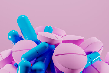 Colorful assortment of medication in an abstract design concept