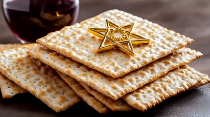 Fototapeta premium Matzah for Passover: Stack of Matzah Bread - Religious Observances