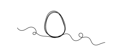 Obraz premium Easter egg line art vector illustration, Continuous one line drawing of single egg shape. one line art drawing of egg.