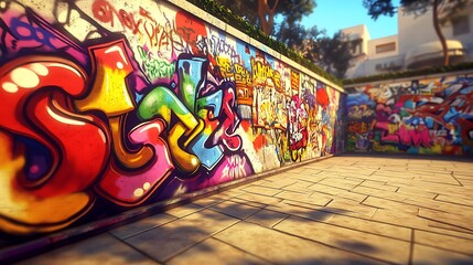 Fototapeta premium Colorful graffiti wall urban scene