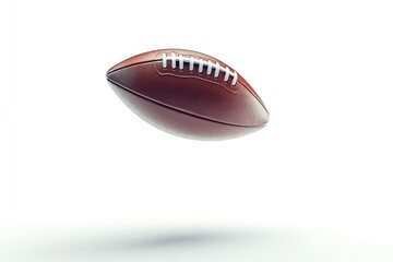 American Football Floating on White Background Studio Shot Still Life