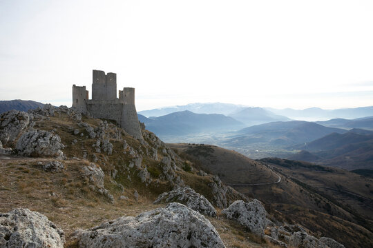 Medieval Castle on a Rocky Hilltop at Sunrise