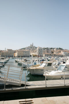 view of the port of Marseille France 