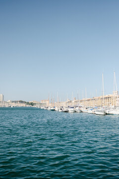 view of the port of Marseille France 