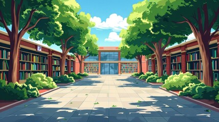 Library Courtyard Illustration