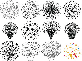 Glitter confetti silhouette vector illustration isolated on white background.