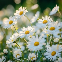 Fototapeta premium Charming Bunch of Delicate White Flowers in a Natural Setting Evoking Serenity and Pure Elegance