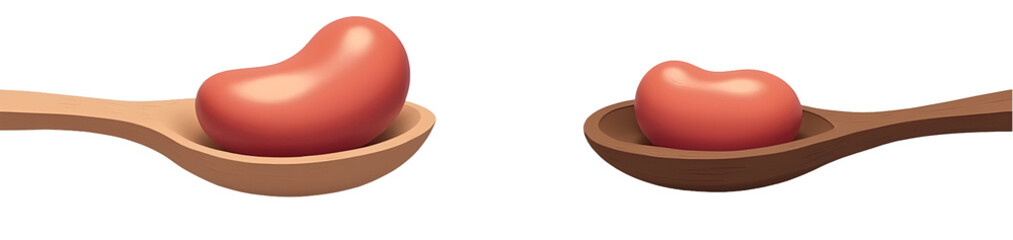 Two kidney shaped objects on wooden spoons create playful visual contrast.,cut out