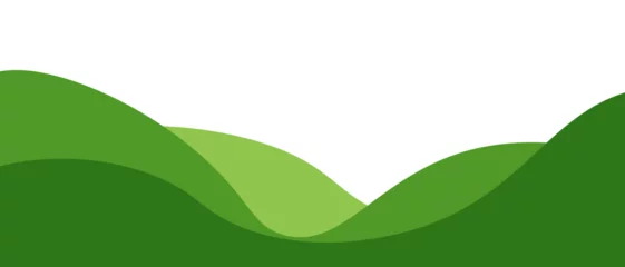 Keuken achterwand Groen Minimalist abstract green hills background, layered wave shapes in varying green tones, white sky, clean eco landscape vector  © BoBloob
