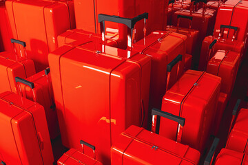 Vibrant red suitcases ready for adventure and travel