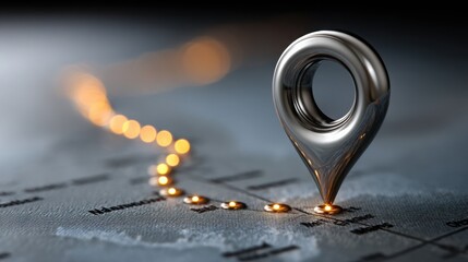 Detailed map with a pen on it highlighting an emotive trade route and the path guided by inner strength and insight