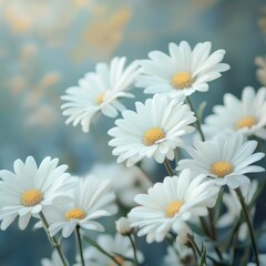 Fototapeta premium Bright White Floral Arrangement in Elegant Setting Showcasing Natural Beauty and Freshness of Blooms