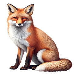 Obraz premium Red Fox Portrait isolated on transparent background Generative Ai.