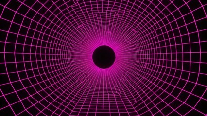 Fototapeta premium Neon pink aesthetic wallpaper, pink laptop wallpaper, pink background – Retro-Futuristic Pink Grid Tunnel with Neon Glow, Clean 4K Background