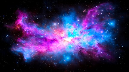 Fototapeta premium Vibrant Cosmic Nebula Swirling in Vivid Pink, Blue, and Purple Hues