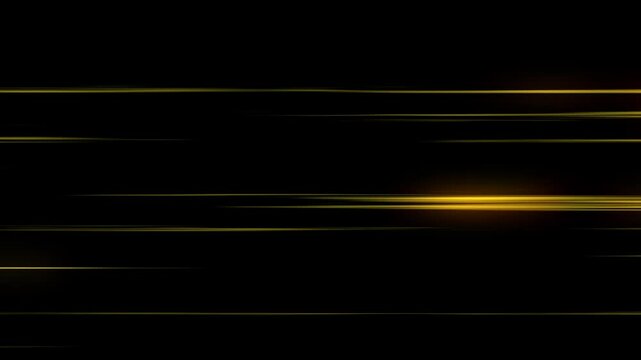 Glowing Gold Speed Lines Abstract Animation on Black Background
