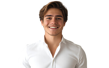  Male chef, dark hair and beard, wearing a grey apron with a white shirt underneath, in a crossed-arms pose on a transparent background