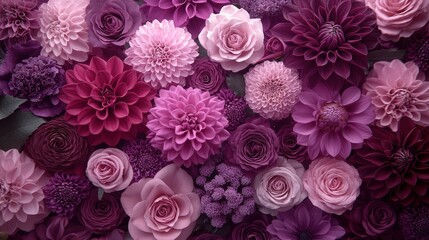 Naklejka premium Floral arrangement of pink and purple blossoms