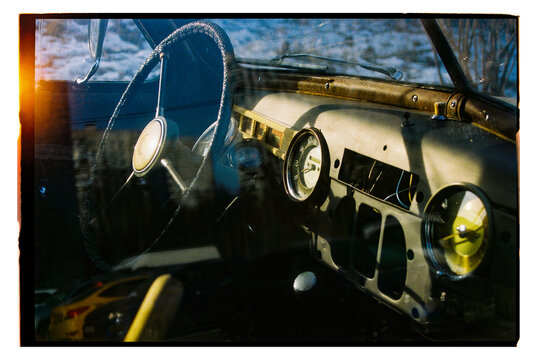 Vintage truck interior showcasing classic design elements