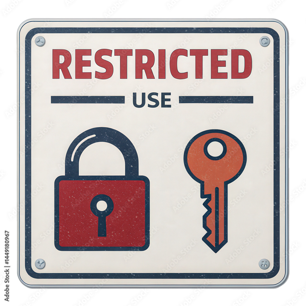Fototapete square sign with words restricted use features lock and key icon, symbolizing limited access or secu