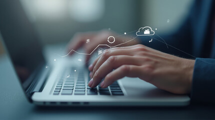 cloud storage illustration for working in the laptop